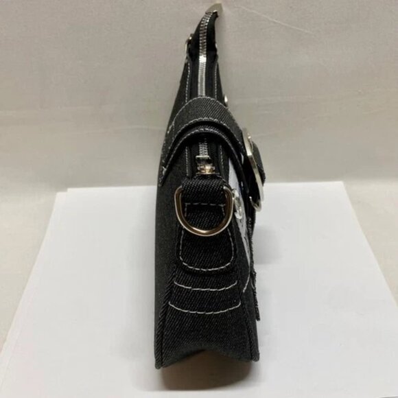 Y2K Star Denim Shoulder Bag Retro Black Underarm Cloth Purse Splicing Chain New - Picture 12 of 15